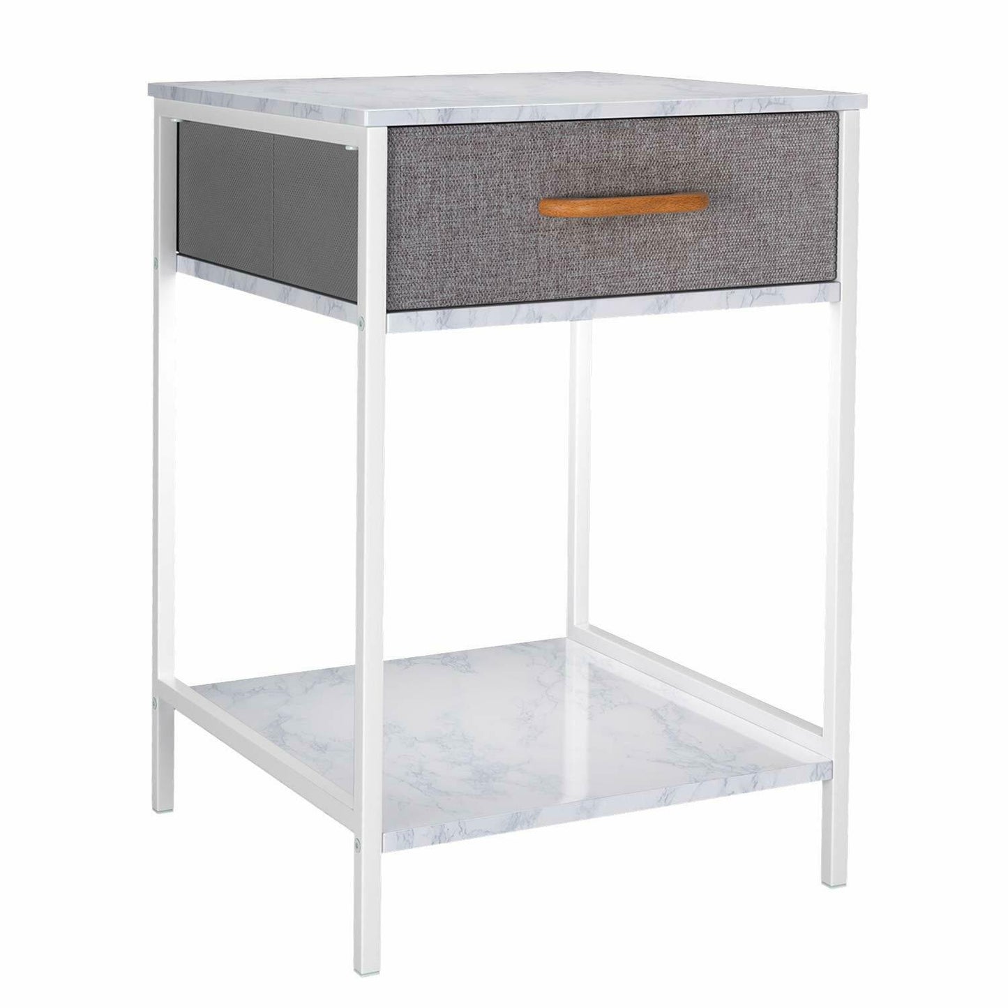Grandiose Marble Look Bedside Table with Drawer