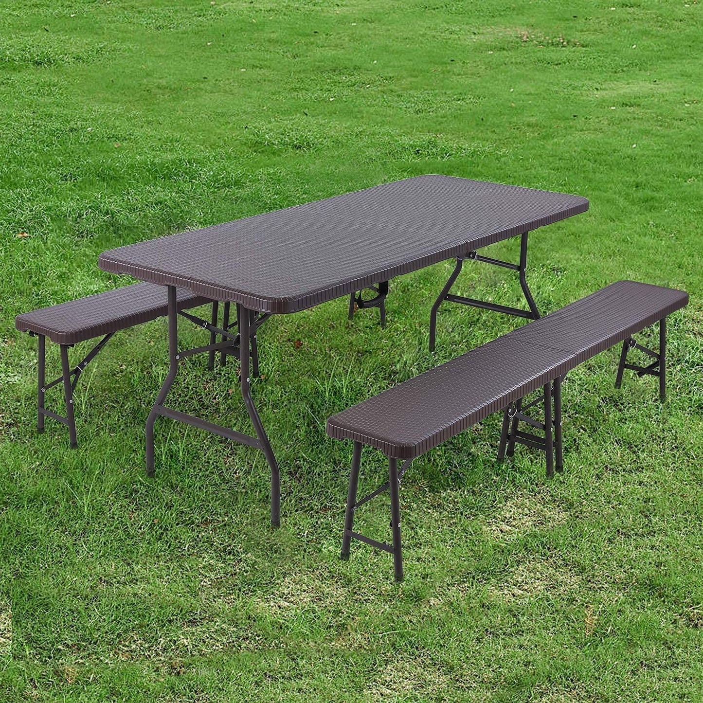 Grandiose Portable Folding Camping Table with Rattan Look