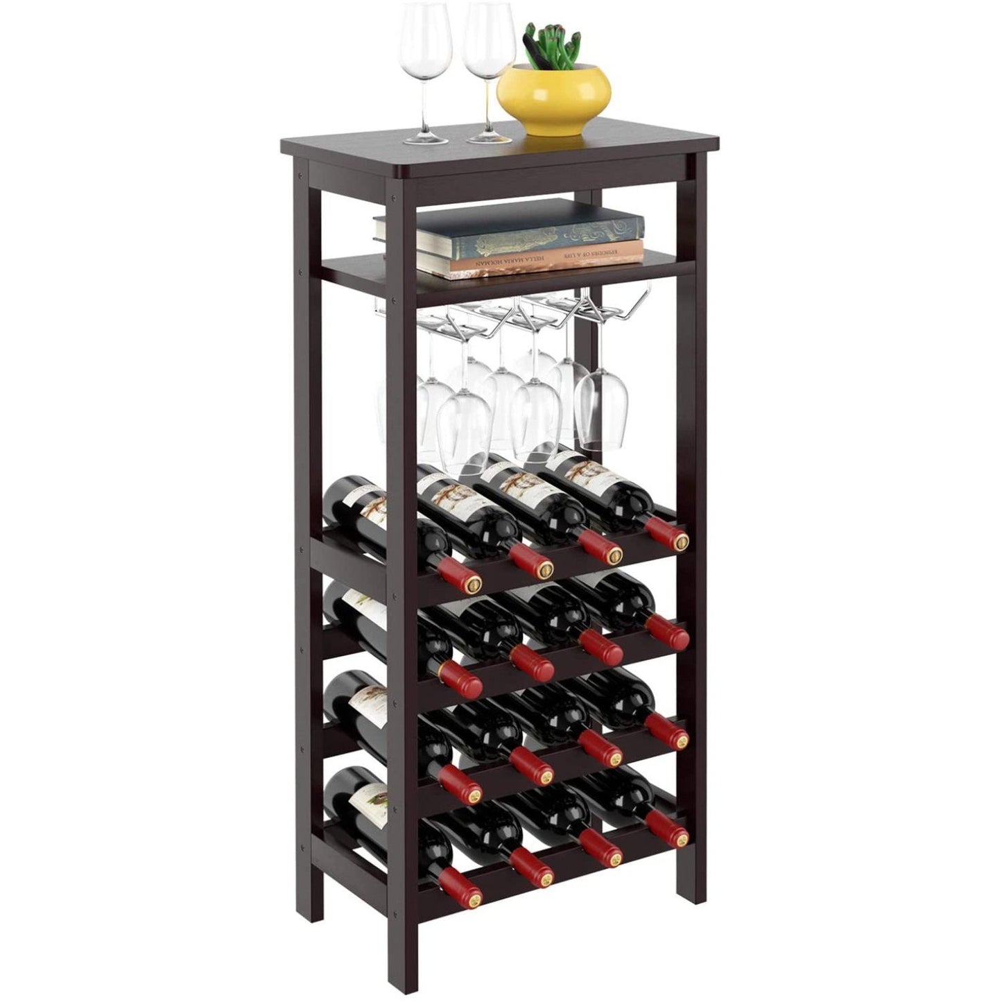 Grandiose Bamboo Wine Rack with Glass Holder