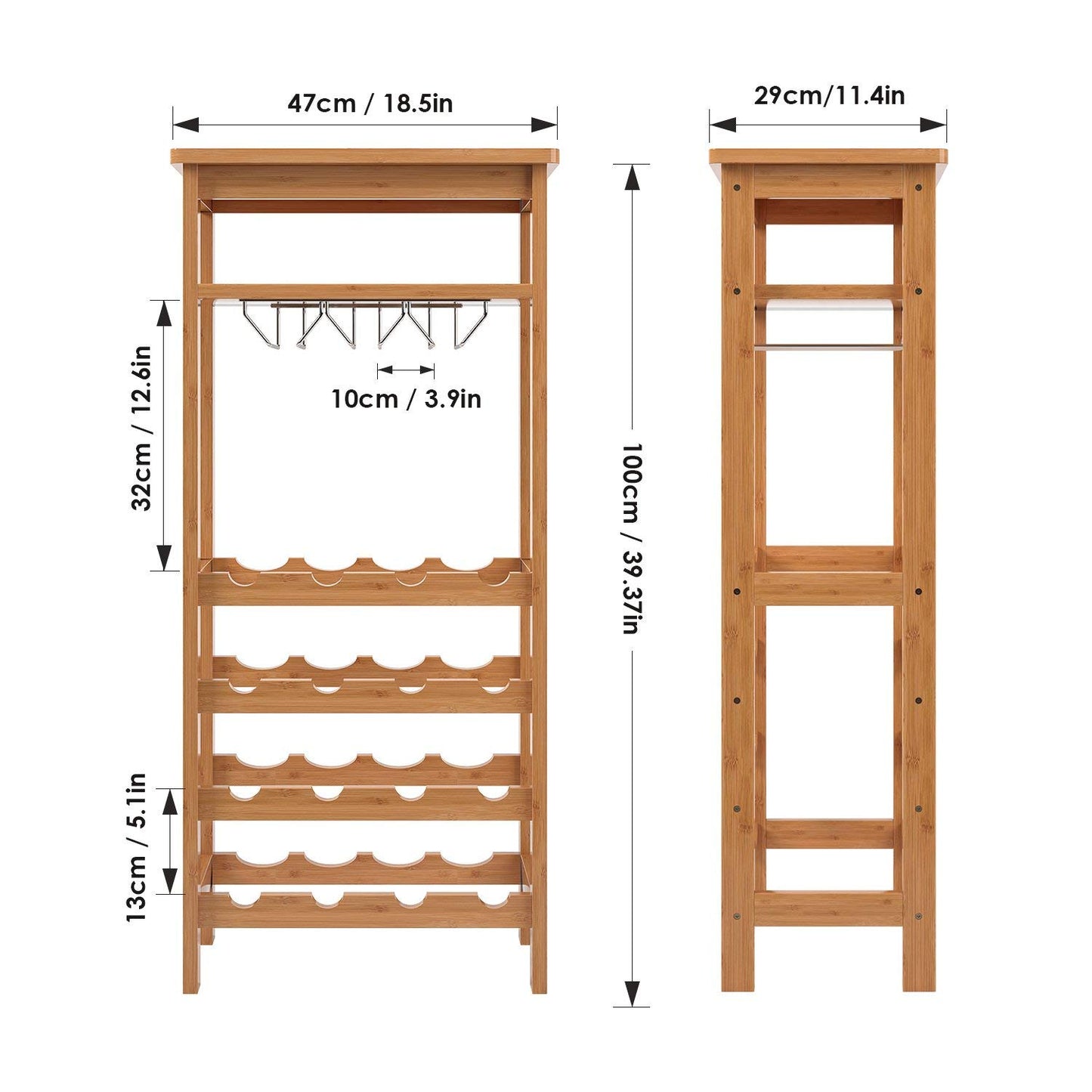 Grandiose Bamboo Wine Rack with Glass Holder