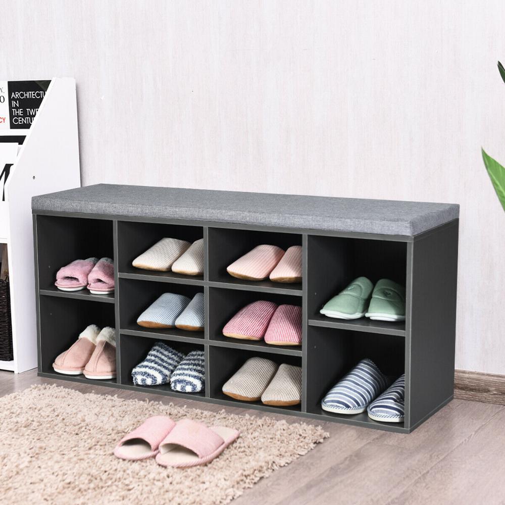 Grandiose 10-Cube Shoe Storage Bench with Padding