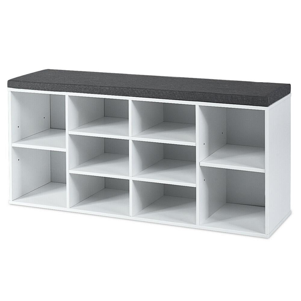 Grandiose 10-Cube Shoe Storage Bench with Padding