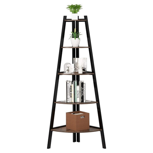 Grandiose 5-Tier Corner Bookshelf for Living Room